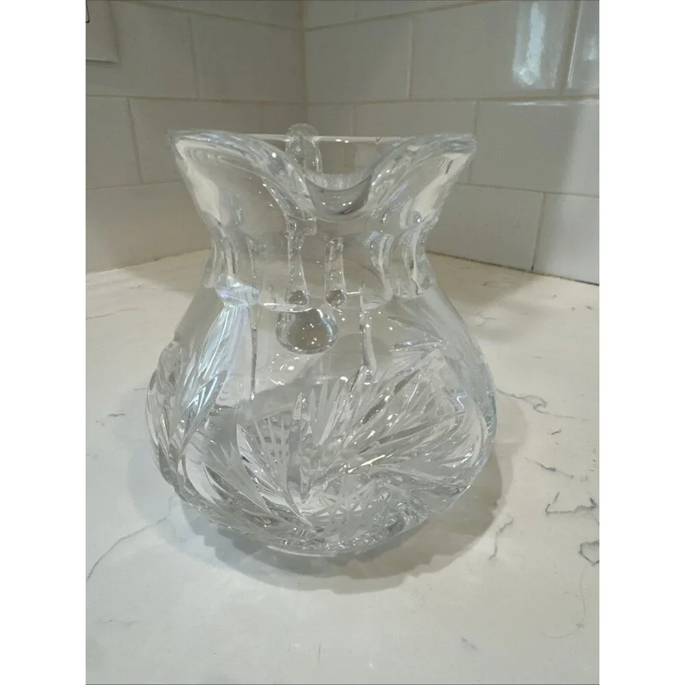 Vintage Beautiful Polish Cut Crystal Pinwheel Pattern 5" Pitcher - Picture 6 of 16